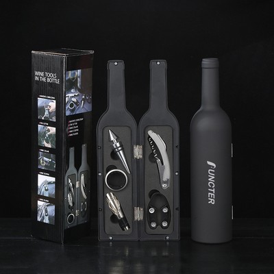 Regular Wine Opener Set In Bottle Shape Colorful Box-5 Piece