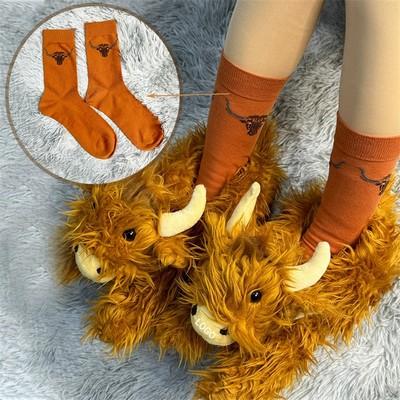 Highland Cow Fluffy Slippers