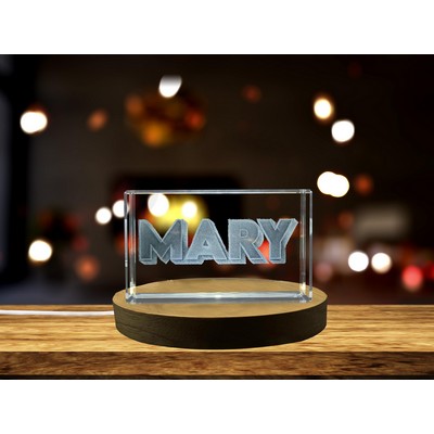 Personalized 3D Engraved Mary Crystal Trophy w/LED Base