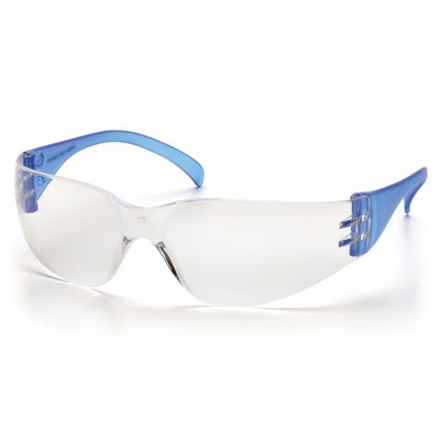 Intruder Safety Glasses, Clear Frame and Colored Temple with Clear-Hardcoated Lens