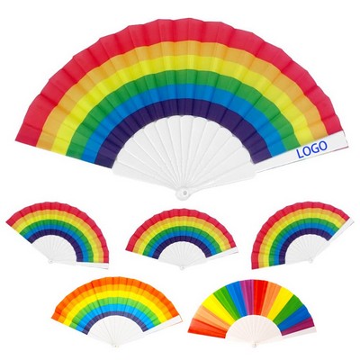 LGBT Pride Rainbow Custom ABS Plastic Handheld Folding Fan