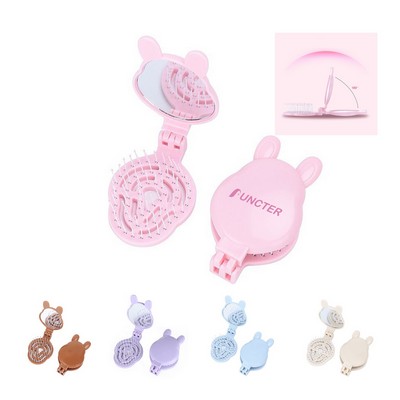 2-in-1 Rabbit Ear Shape Mirror Airbag Massage Comb