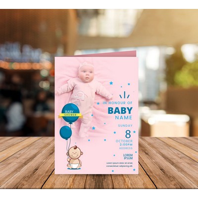 Folded Birth Announcement Cards - 7" x 5" (Folds to 3.5" x 5")