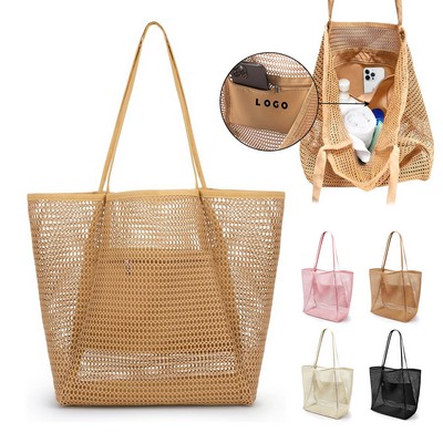 Mesh Beach Tote Bag for Women