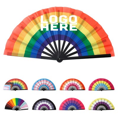 Pride Rainbow Folding Hand Rave Fans