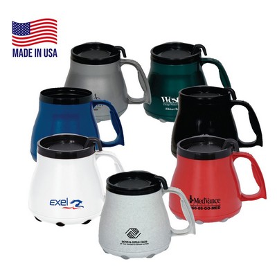 16 oz. USA Made Low Rider Mug with Rubber Grip Base & Slider Lid