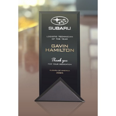 4x8 Black Glass In Gunmetal Triangle Base