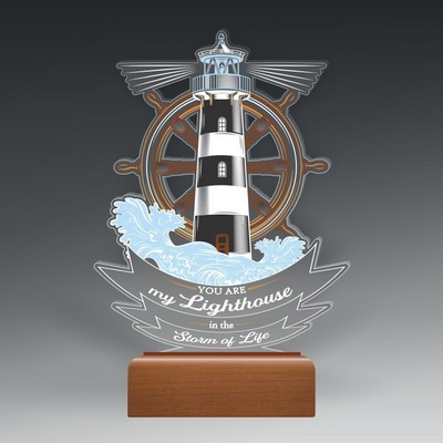 Custom Shape Acrylic w/ Full Color in Wood Base (7"x10")