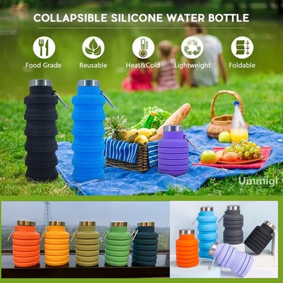 Food Grade 500ML Outdoor Silicone Collapsible Water Bottle