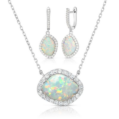 Jilco Inc Opal Earring & Necklace Set