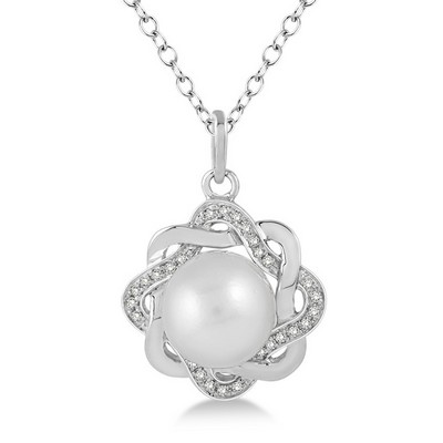 Jilco Inc Pearl & Diamond Necklace - Sterling Silver