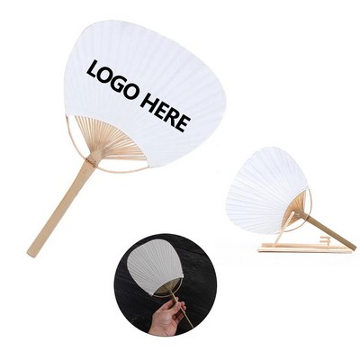 Paddle Fan Paper With Bamboo Handle