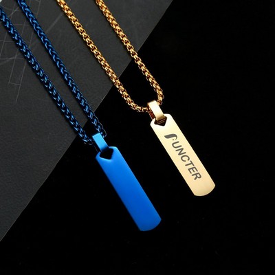 Stainless Steel Rectangle Pendant Necklace