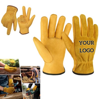 Premium 100% Cowhide Leather Work Gloves