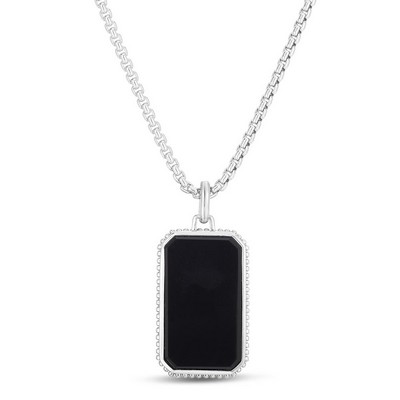 Jilco Inc Sterling Silver Black Onyx Tag Necklace