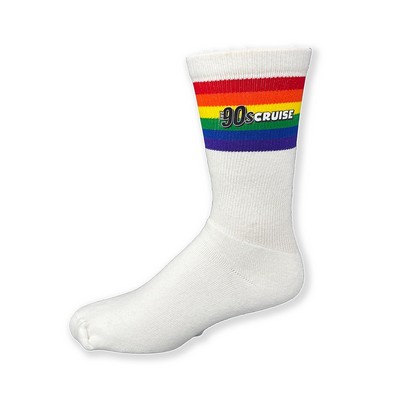 Made in USA Super Soft Cotton Crew Rainbow Sock w/Full Color Print