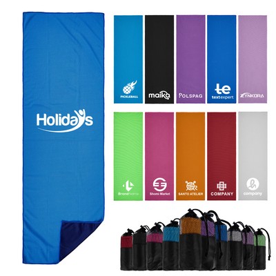 Cooling Towel With Mesh Drawstring Pouch