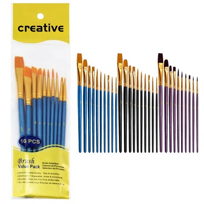 10 Pcs Paint Brushes Set