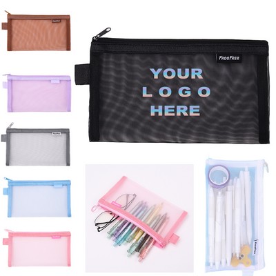 Full Color Nylon Mesh Pencil Zipper Bag
