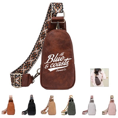 Jacquard Chest Bag with Wide Adjustable Strap