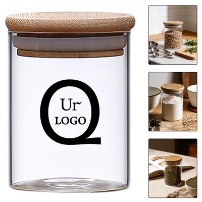 Bamboo-Topped Borosilicate Glass Jar