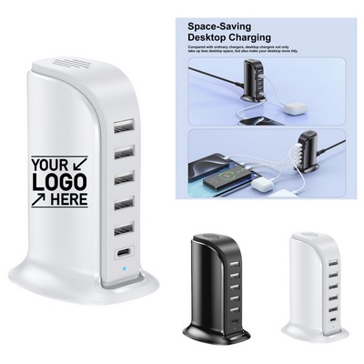 6" 1 USB Desktop Charging Hub with Overvoltage Protection