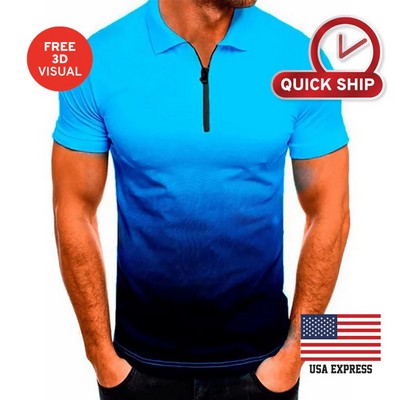 150GSM Mesh Jersey 1/4 Zip Polo Shirt (Full Dye Sublimation)