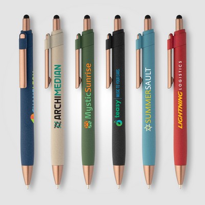 York Recycled Plastic Bronze Trim Stylus Ballpoint Pen - Full-Color Inkjet