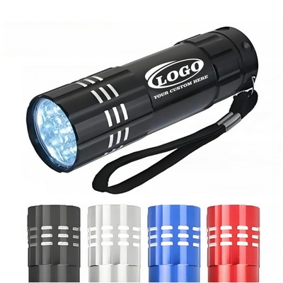 Aluminum 9 Led Flashlight With Strap