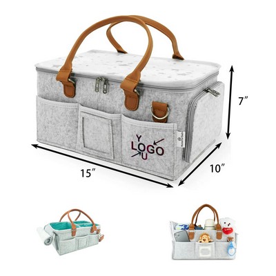 Water Resistant Baby Diaper Storage Caddy with Sections