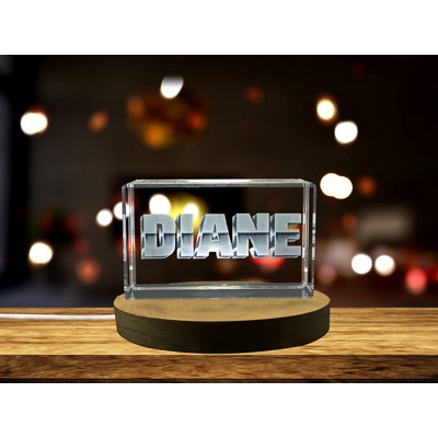 Diane 3D Engraved Crystal Trophy Award w/LED Base Light