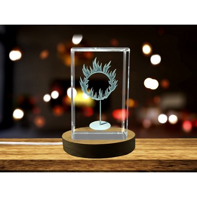 Burning Circus Hoop 3D Engraved Crystal Trophy Award w/LED Base
