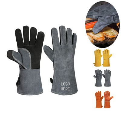 Long Leather Heatproof Gloves
