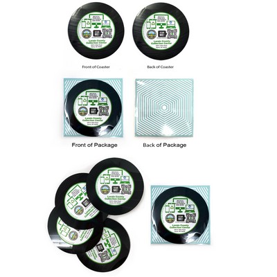 Upcycled Record Coaster (2 Sided) - Set of 4 - Cello Pouch