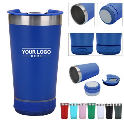 16Oz Beer Tumbler Cup W/ Smart Bluetooth Speaker