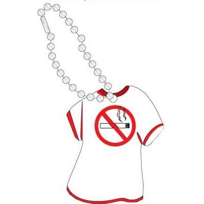 No Smoking Sign Promotional T-Shirt Key Chain w/ Black Back (4 Square Inch)