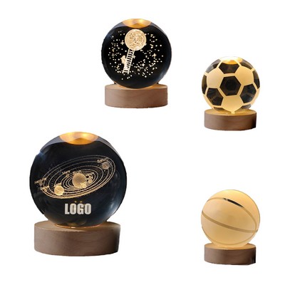 Customized 3D Engraved Crystal Ball Galaxy Night Light