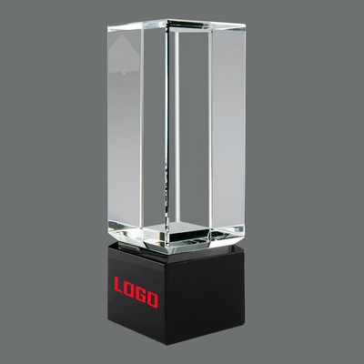 Clear Crystal Block on Black Crystal Base