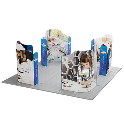 20' Magnetic Modular Fabric Displays 4 Curved L Shaped Sections (Single Sided)