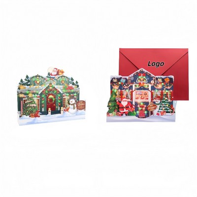 3D Christmas Music Card with Light Up Holiday Greeting