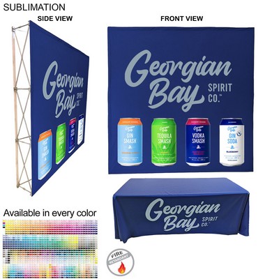 72Hr Fast Ship - Tradeshow booth package Ultra, 7.5' Straight Fabric Wall and Premium 6' tablecloth