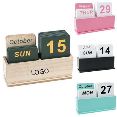 Wooden Block Perpetual Desk Calendar