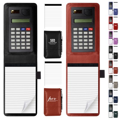 Embossed Pocket A7 PU Memo Notepad With Calculator