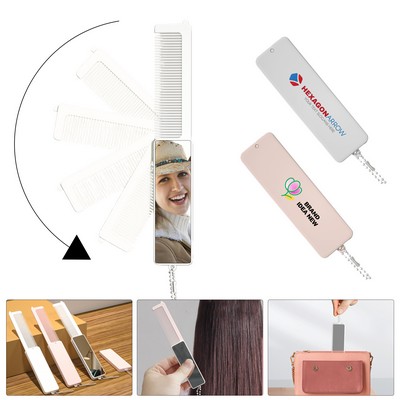 Mini 2-in-1 Folding Comb With Mirror