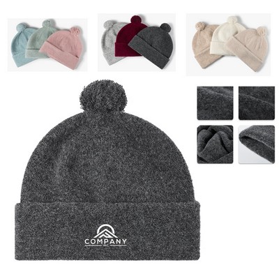 Pom Pom Beanie Wool Winter Hat