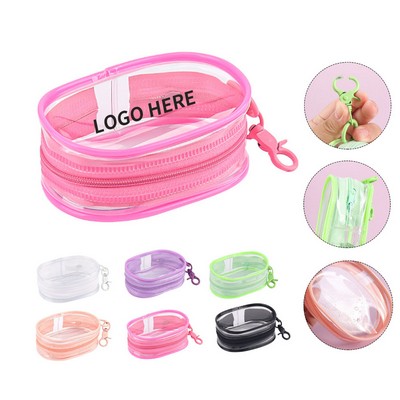 Compact Transparent PVC Headphone Pouch with Keyring