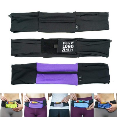 3 Pocket Adjustable Running Belt Waist Fanny Pack Working Out With Sweat Resistant