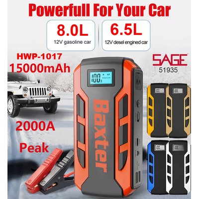 Portable Emergency battery booster 15000mAh Emergency Battery Station Jump Starter