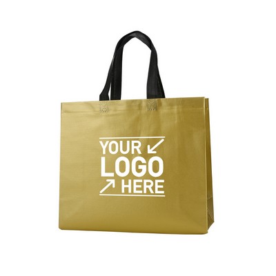 17.3"x13"x4" Metallic Laminated Gold Gift Tote