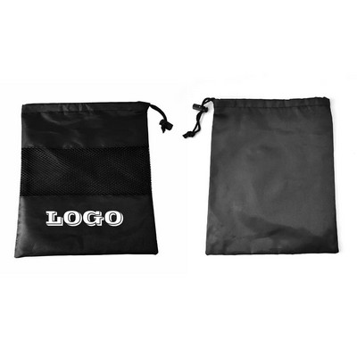 Drawstring Pouch With Mesh Pocket